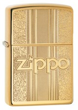 Zippo and Pattern Design High Polish Brass Windproof Pocket Lighter, 29677 picture