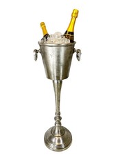Ice Bucket Floor Standing Silver Champagne Distressed Look Wine Cooler picture