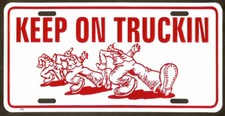 Vintage Keep On Truckin License Plate Embossed Metal Auto Tag --- New Old Stock picture