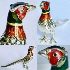 Saturno Italy Birds of Paradise Enamelled Sterling Silver Pheasant (80mm, 22.6g) picture