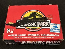 1992 Topps Jurassic Park movie trading card box, 36 Sealed wax packs picture