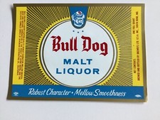 BULL DOG BEER LABEL, DREWRYS BREWING CO SOUTH BEND INDIANA VINTAGE 1970s BULLDOG picture
