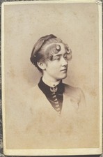 Antique Victorian Cabinet Card Woman Portrait G.A. Flach NYC 1880s Photograph picture