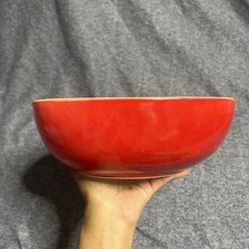 Vintage Pyrex Red Hostess Bowl 525B-025 2.5 Qt Square Serving Bowl Milk Glass picture