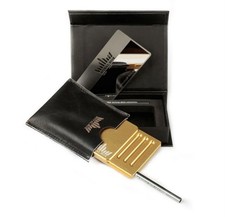 Royal Box GOLD 8 Compartment Snuff Box Wallet w/ Built In 3” Straw & Mirror Card picture