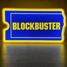 Blockbuster Video Light Up Dimmable LED Sign Wall Decoration 9” Wide  Ships Free picture