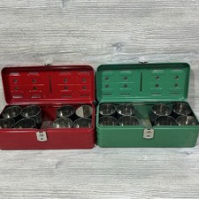 Hamilton Home Budget Bank Antique 1940 Metal Box Cups Vintage Red Green USA RARE picture