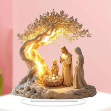 Lighted Nativity Scene Christmas Decor, Jesus Birth Holy Family Figurine Set New picture