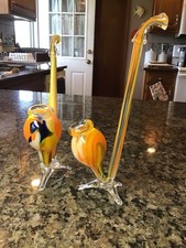 Vintage PAIR MURANO Hand Blown Glass Water Pipe Bong Brandy Sipper Pipes MINT picture