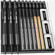 3PCS 1.3Mm Metal Mechanical Pencil Set with Case (Black) picture
