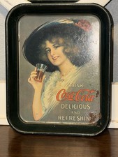 Coca Cola 1913 ERA  Drink Tray Hamilton Girl-Sticks Tavern Clean picture