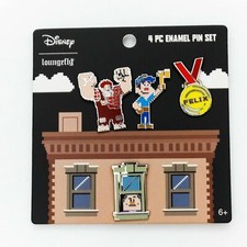 New Loungefly Wreck-It-Ralph Fix it Felix 4-Pc Enamel Pin Set picture