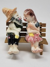Hillbilly Kissing on a Bench - Glazed  Vintage Salt & Pepper Shakers 4