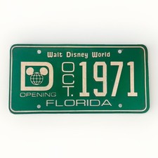 🏰 Vintage 1971 Walt Disney World Oct Opening License Plate Excellent Rare 💎 ✨ picture