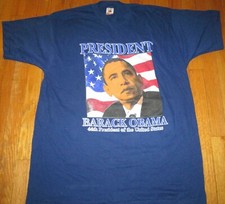 Vintage Obama President T-Shirt Collectors tee Fruit of the loom XL Royal Blue picture