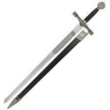 King Arthur Excalibur Longsword - Replica Medieval Knights Sword Silver picture