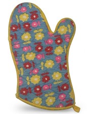 Vintage 1970s Floral Oven Mitt Oil Company Advertising Promo Quilted Pot Groovy picture