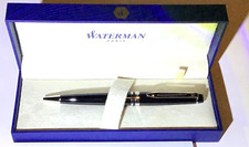 NIB Waterman Expert 3 Black CT Ballpoint Pen S0951800 Med Pt. Blue Ink picture