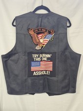 Vintage Extreme Biker Leather Motorcycle Vest Size 52 Daytona 87 Harley Pins... picture