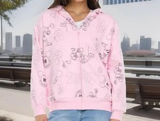 NWT Disney Mickey Mouse Womens Pink Embroidered Hoodie Jacket Size Medium Pink picture