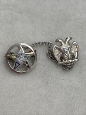 Vintage 14k Order Of The Eastern Star And 32nd Rite Lapel Pins picture