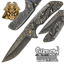 Shadow Warrior Spring Assisted Open Folding Pocket Knife Damascus Tactical EDC picture