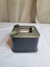 Rare Vintage Sani-Tray Chrome and Black Tin Square Tobacco Cigarette Cigar picture