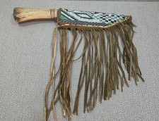 Antique Native American Leather Beaded Knife Sheath and Antique Knife picture