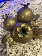 Stunning MCM Brass Pomegranate Sculpture Vintage picture