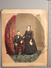 1860s Hand-Colored Photo Victorian Couple Reynolds NYC Civil War Era Portrait picture