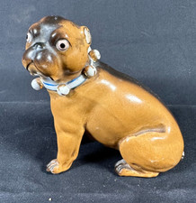 Antique Conta Boehme German Porcelain Pug Dog Figurine 1560 Bell Collar 1880s picture