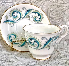 Bone China Tea Cup and Saucer Demitasse Duo Royal Standard Garland England 1960s picture