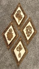 Vintage 1960s (4) Syroco Homco Wall Plaques MCM Wood Gold 14