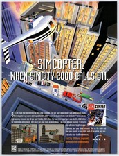 Simcopter Simcity Sim City - PC - Vintage Original Print Ad/Poster Promo 1996 picture
