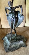 OUTSTANDING ART DECO BRONZE FIGURE WOMAN FAN DANCER 1920s-30s picture