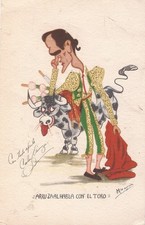 ARTIST SIGNED - M. Marcia:  Bullfighter Arruza Speaks with Bull - MATADOR SIGNED picture