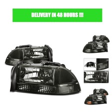 DNA Motoring Headlights Pair 97-04 Dodge Dakota 98-03 Durango Smoke Clear picture