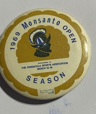 1969 Monsanto Open Pin Back Button Vintage picture