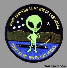 WHAT HAPPENS 84 MI. NW OF LAS VEGAS STAYS 84 MI. OF LAS VEGAS USAF AREA 51 PATCH picture