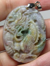 #16 81.80ct India 100% Natural Agate Hand Carving Dragon Pendant 16.35g 43.00mm picture