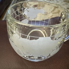 Vintage Nestle Nescafe 1970’s Clear Glass Globe World Coffee/Tea Mug/Cup picture
