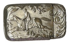 VTG Match Case: Equestrian Theme w/ Horse & Rider; Plated Brass; 2 Sided; Raised picture