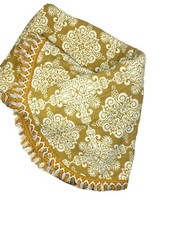 Vintage Handmade Quilt Bedspread Heavy Blanket Gold Yellow Fringe Luxury Rare picture