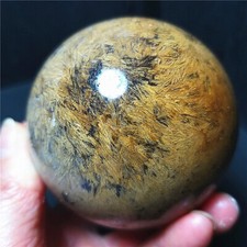 425G Natural Beautiful Golden Hair Rutilated Agate Stone Sphere Healing  A3989 picture