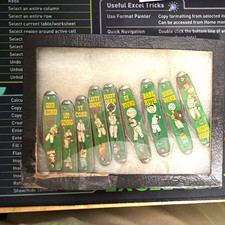 Vintage Baseball Player Pocketknife Set, Green Plastic, Stainless, Display Case picture