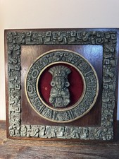 Vintage Zarebski Mayan Aztec Wall Plaque Art Mexico Carved Art Morelos tiki  picture