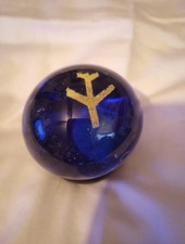 Vintage Blue Nautical Airplane Motif Handblown Paperweight picture