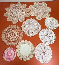 9 Crochet Tatted Lace Doilies Mixed Lot White Ecru Floral Vintage Handmade picture