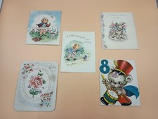 Vintage 1940s Birthday Cards Set of 5 Used Signed Little Girl 8 Years Old picture