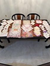 50 Pc Vintage Floral Embroidered & Printed Cotton Handkerchiefs Lot  picture